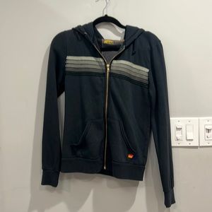 Aviator Nation 5 STRIPE HOODIE - CHARCOAL // GREY